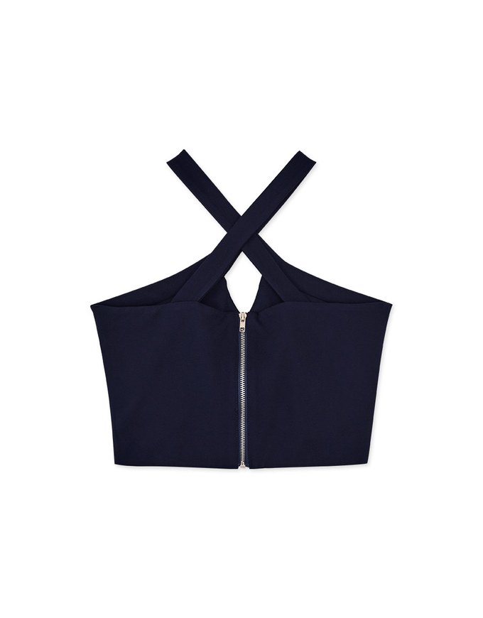 Cross Round Neck Hollow Vest (With Padding)