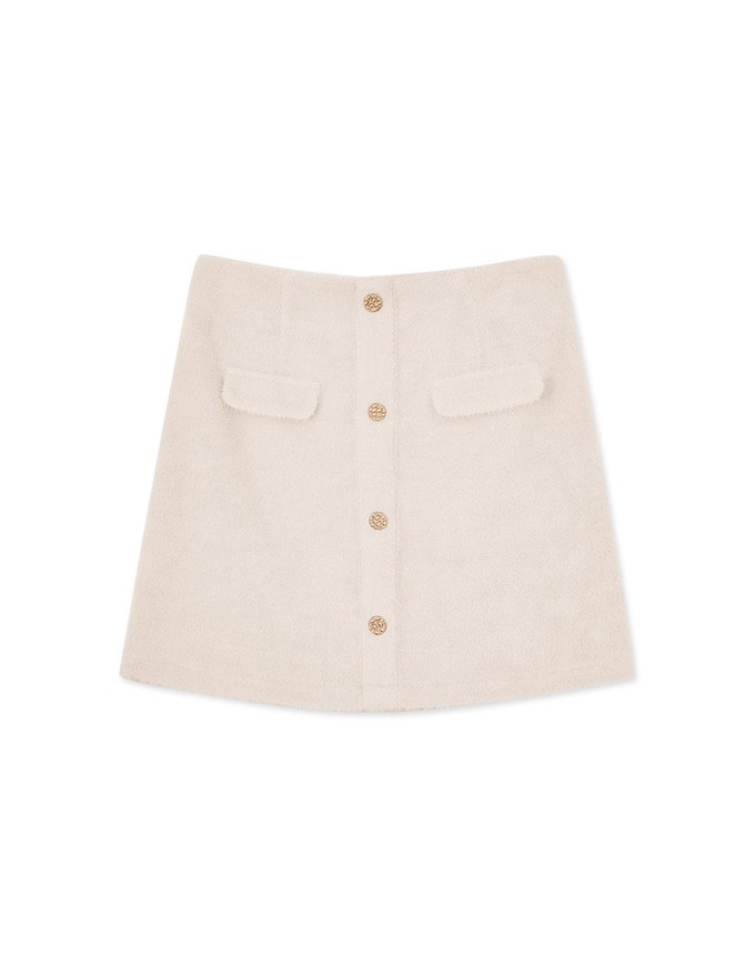Fuzzy Mini Skirt with Elastic Waistband