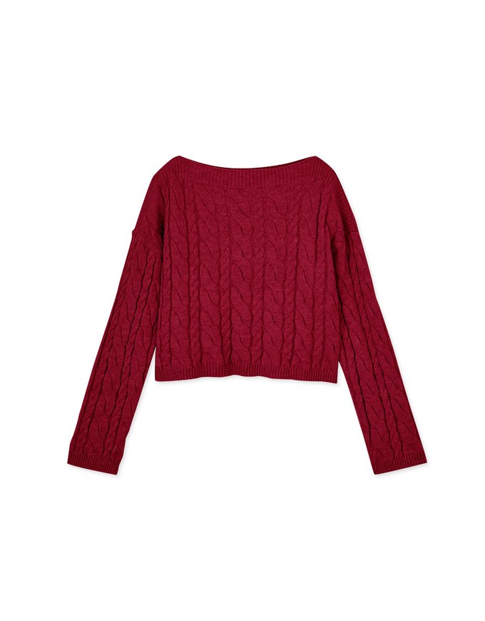 Off-Shoulder Twisted Knitted Top