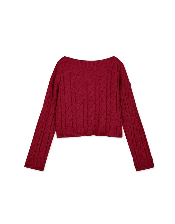 Off-Shoulder Twisted Knitted Top