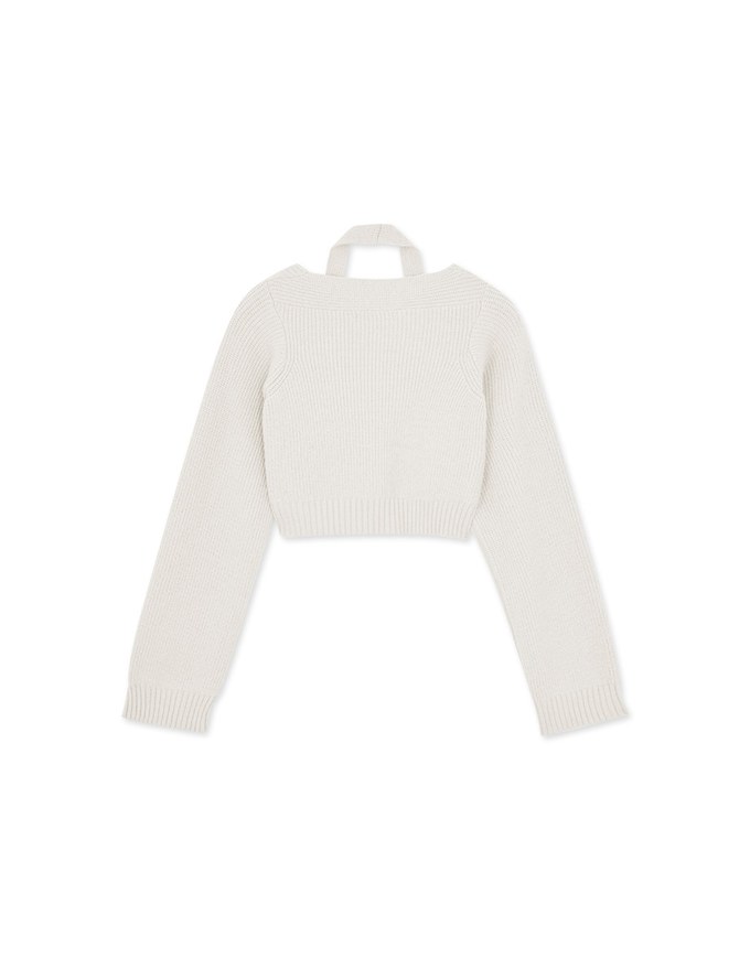 Front Twist Hollow-out Neck Knitted Top