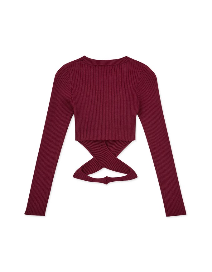 Cross Side Hollow Knitted Top