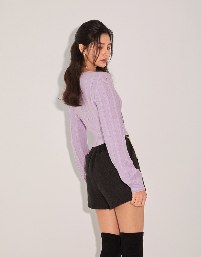 Intellectual Cross V-Neck Knitted Top