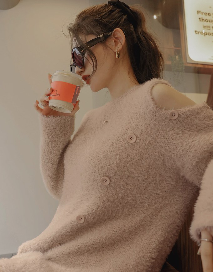 Mohair Hollow Long Knitted Top