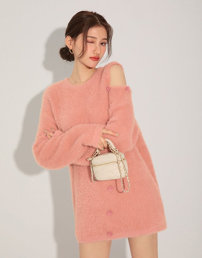 Mohair Hollow Long Knitted Top