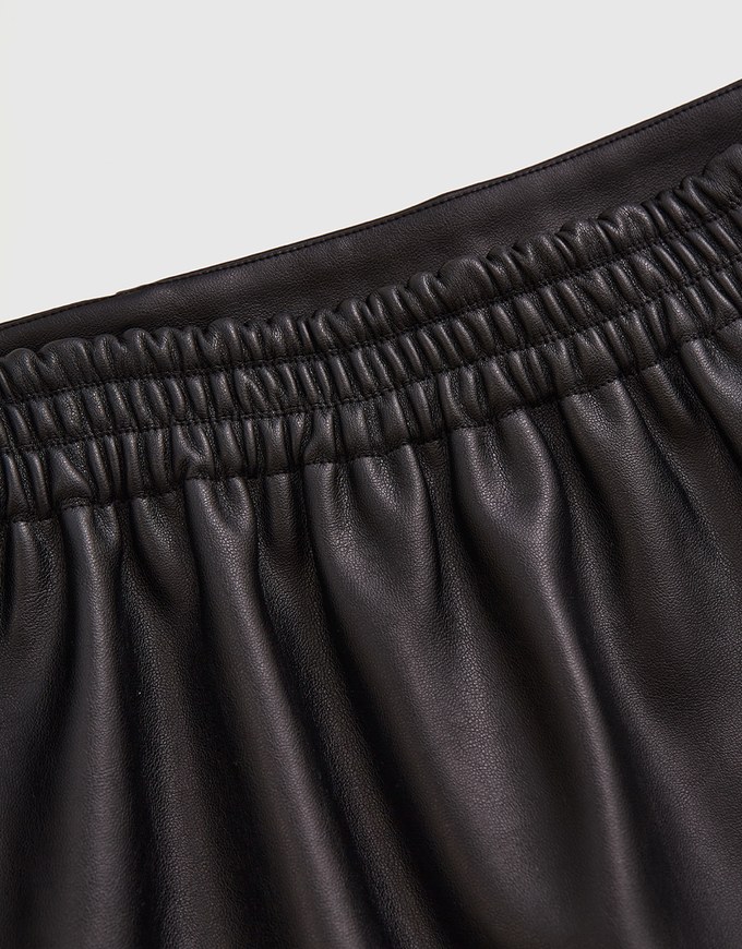 Sexy Slit Leather Mini Skirt