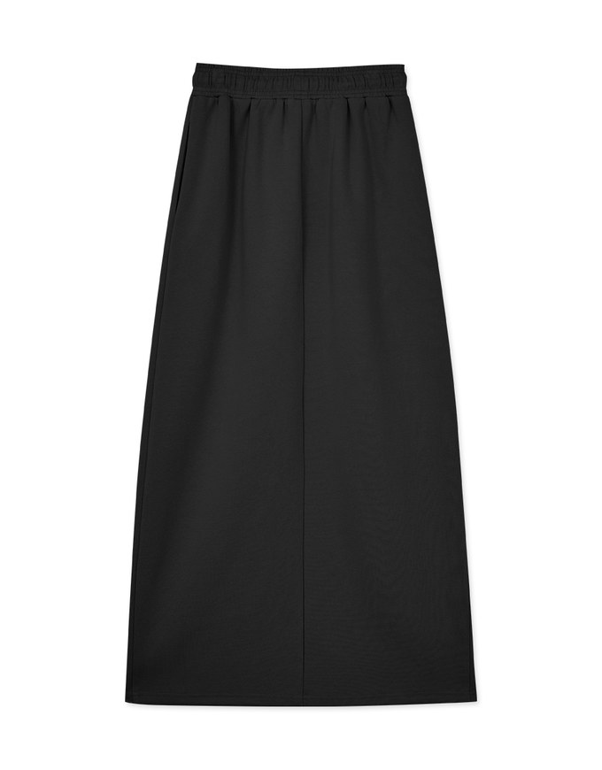 Cotton Drawstring Front Slit Maxi Skirt