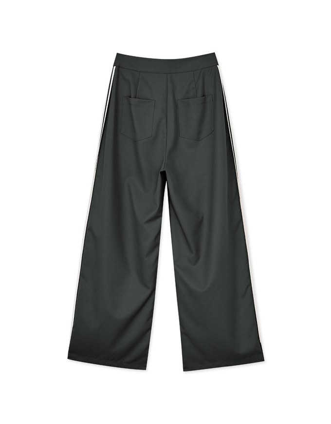 Double Line Slim Fit Suit Wide Pants