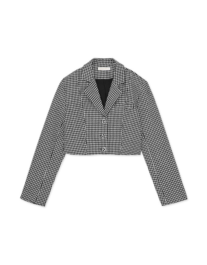 Retro Classic Houndstooth Short Coat