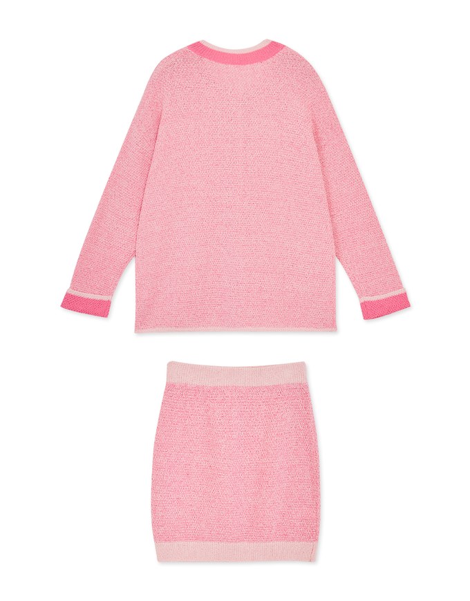 Fluffy Knitted Skirt Set