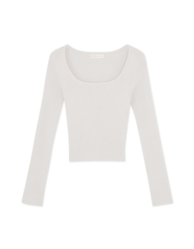 Solid Color U-neck Ribbed Top