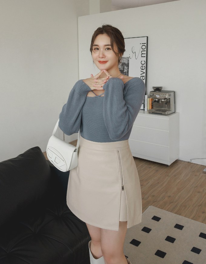 2 Way Square Neck Knit Top