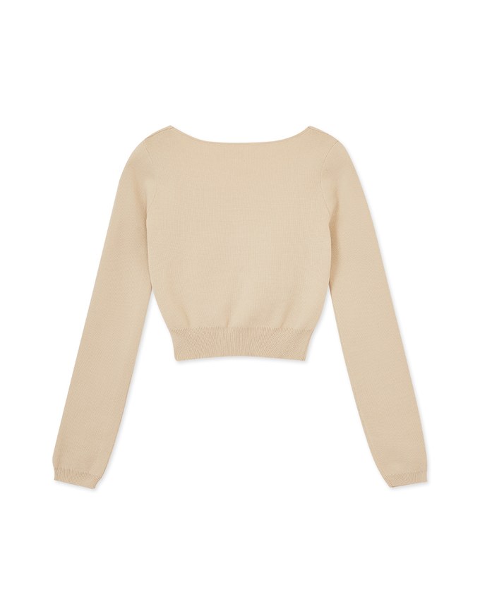 Square Neck Fitted Knit Crop Top