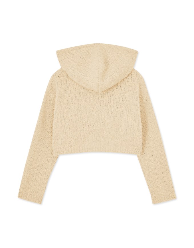 Bouclé Hooded Knit Top