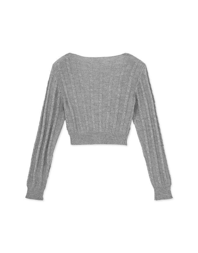 Intellectual Cross V-Neck Knitted Top