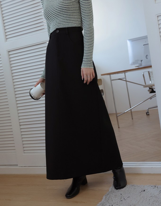 High Waist Slimming Slit Maxi Skirt