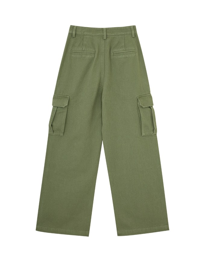 Thick Straight Leg Cargo Wide Pants