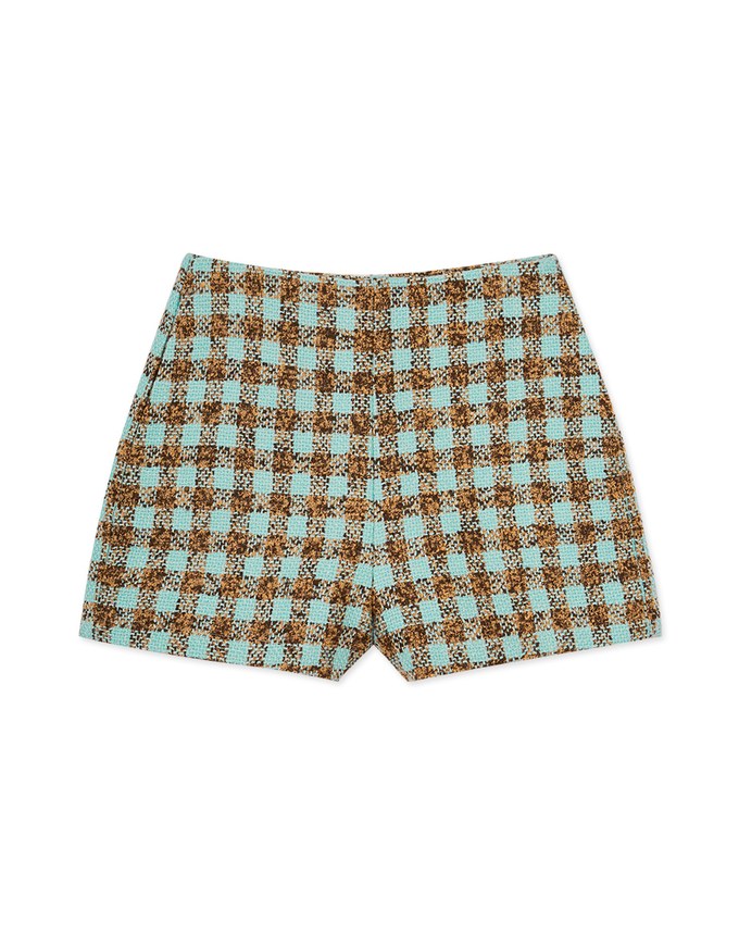 Mixed Wool Plaid Shorts