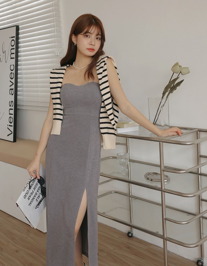 Tube Ribbed Maxi Dress (With Padding)