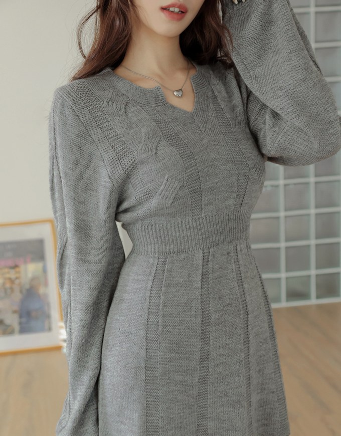 V-neck Twist Puff Sleeve Mini Dress