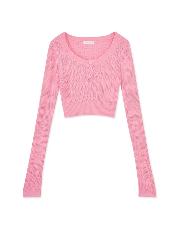 Plain Color Crew Neck Textured Top