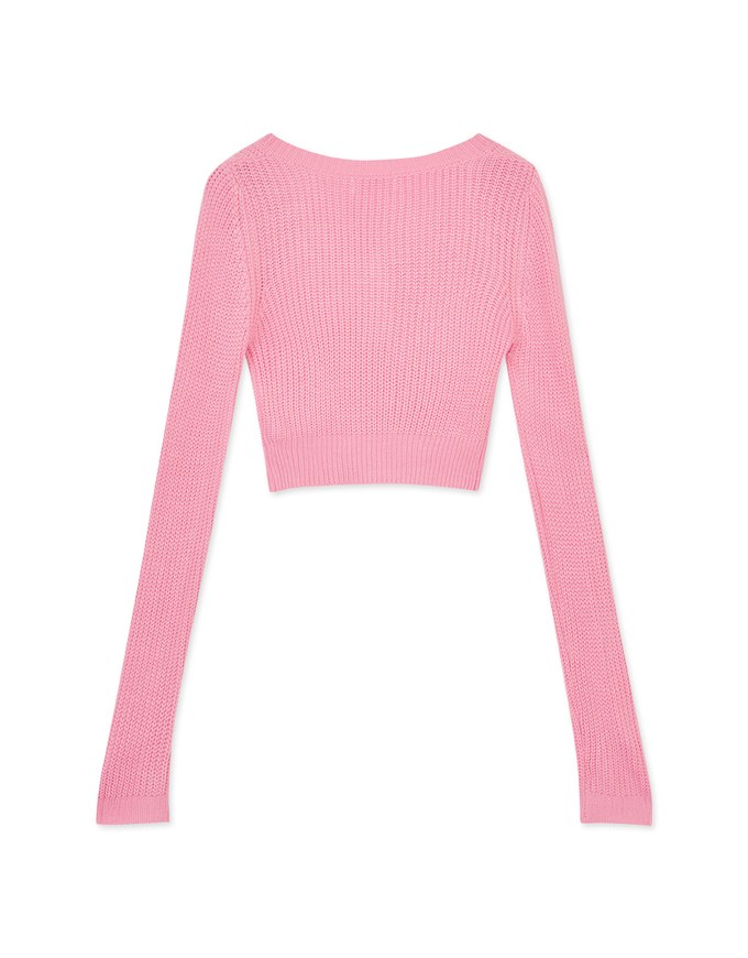 Plain Color Crew Neck Textured Top