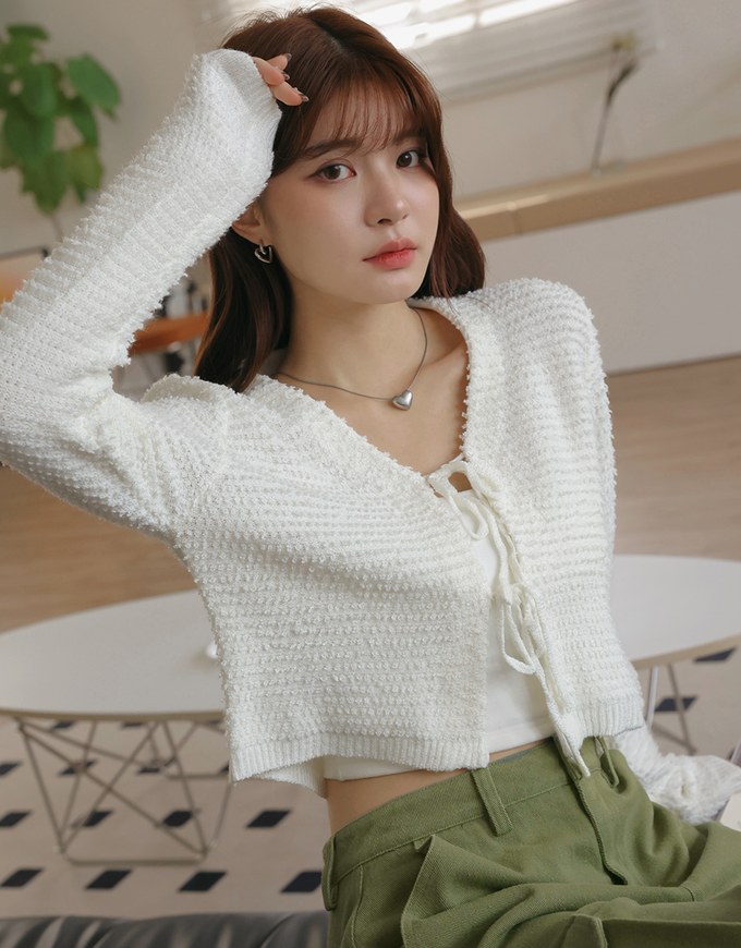 Bouclé Double Tie Strap Top