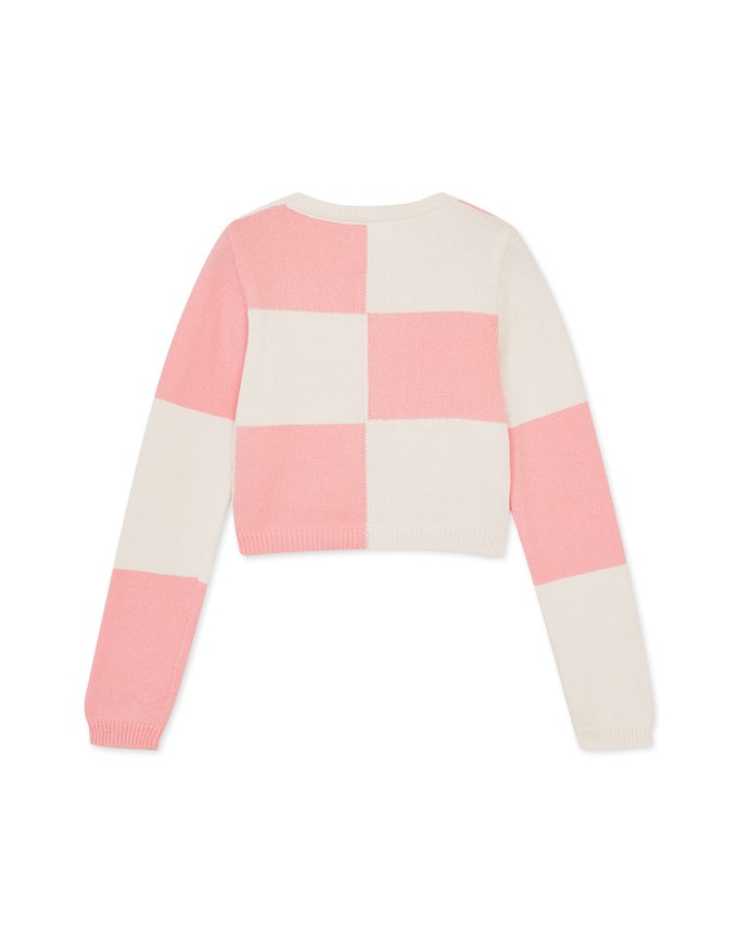 Pink Chessboard Knitted Top