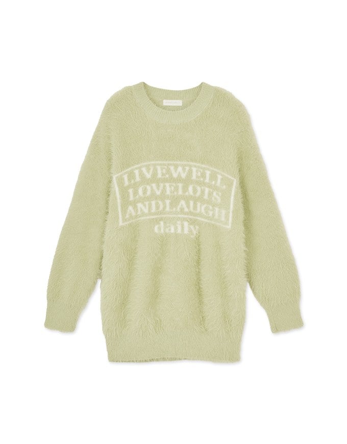 Faux Mink Alphabet Long Knit Sweater