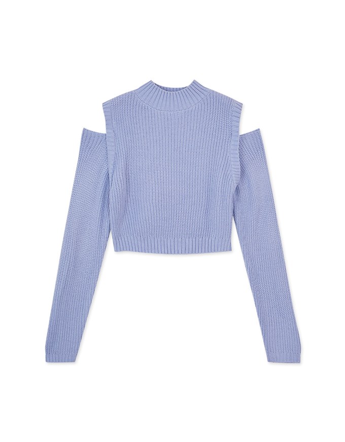 Stand Collar Notched Knitted Sweater