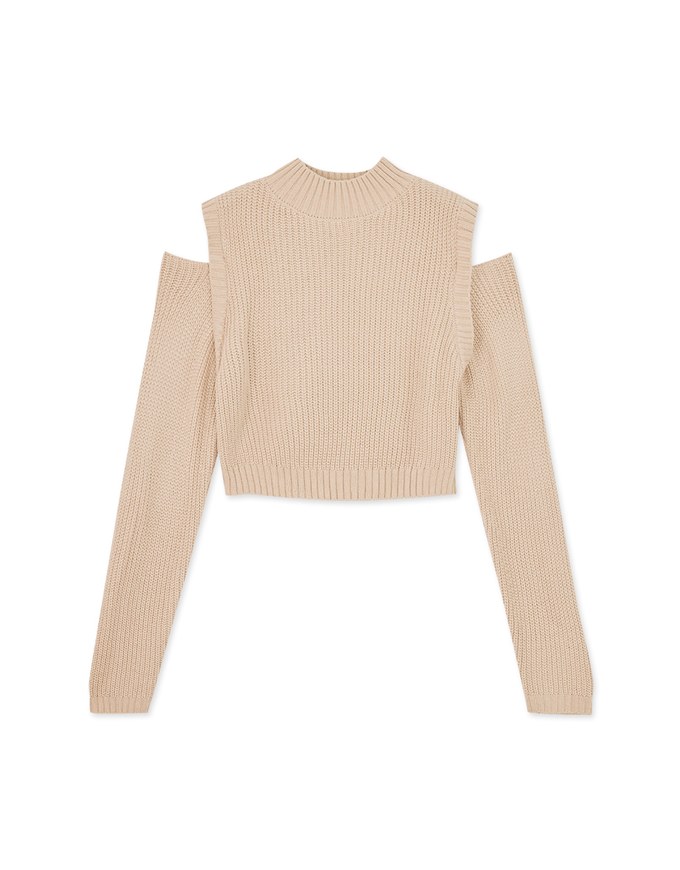 Stand Collar Notched Knitted Sweater