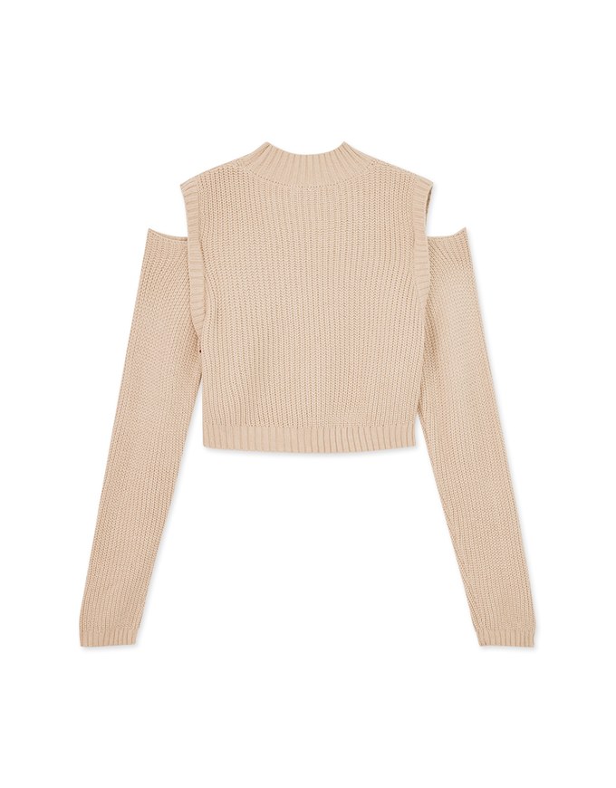 Stand Collar Notched Knitted Sweater