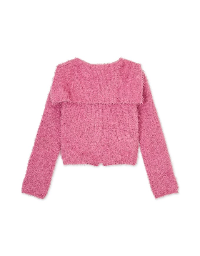 Faux Mink Top With Large Collar