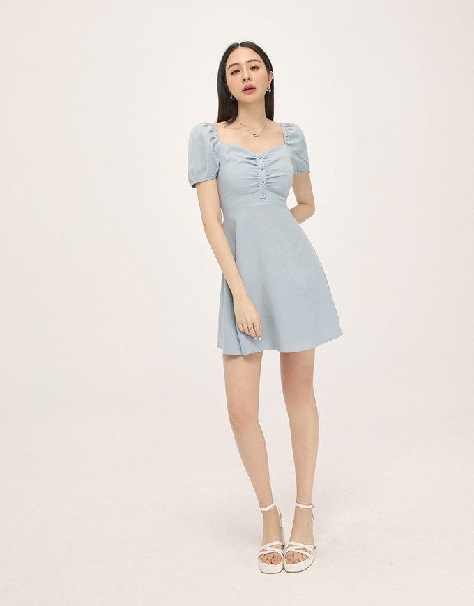 Sweet Scrunch Puff Short Dress