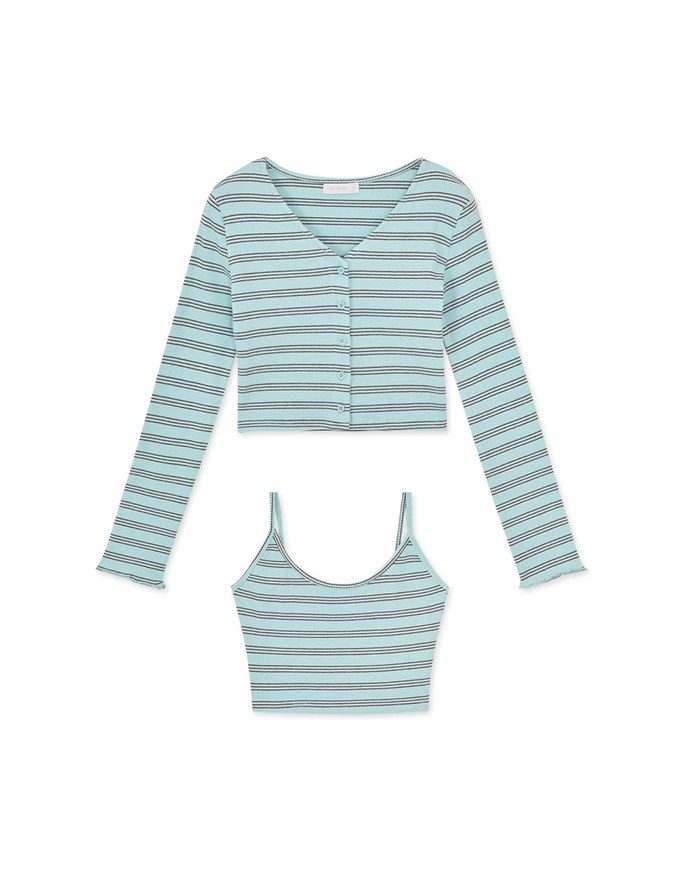 Two-Piece Striped Knitted Top Set