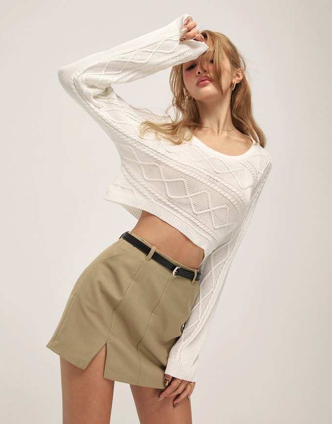Multi-line Knitted Crop Top