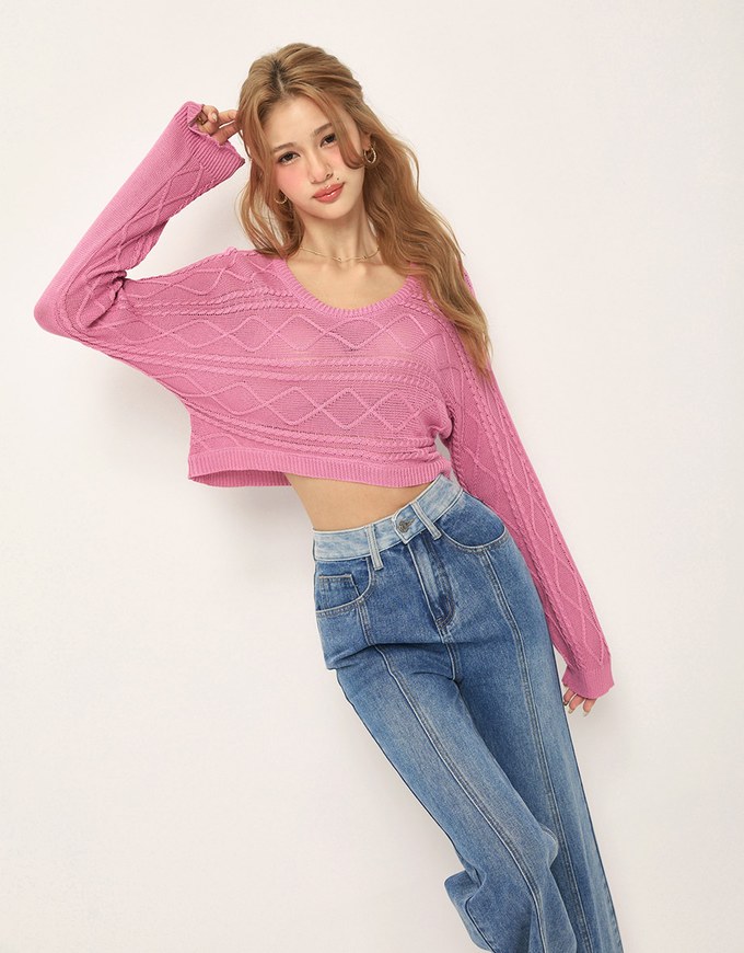 Multi-line Knitted Crop Top