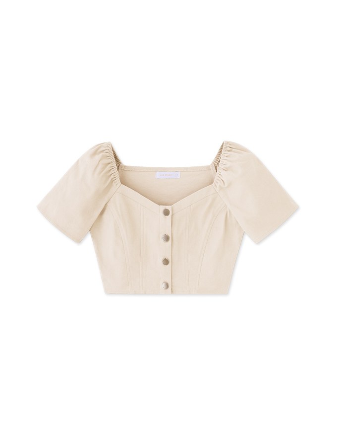 French Oxford Cloth Puff Sleeve Top