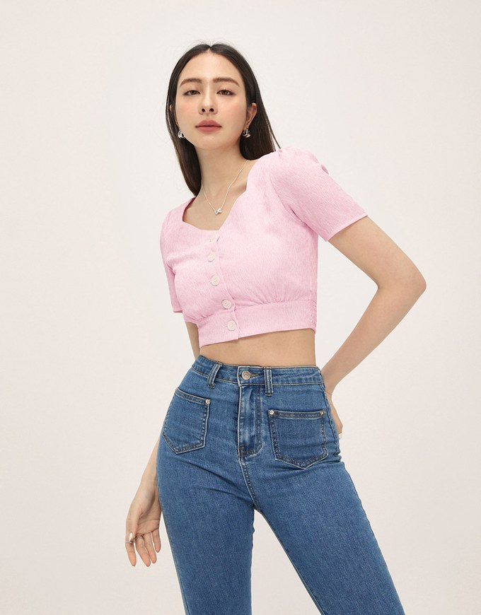 Heart Neckline Scrunch Top