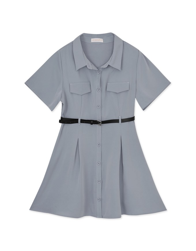 Adventure Style Shirt Short Dress (With Belt)