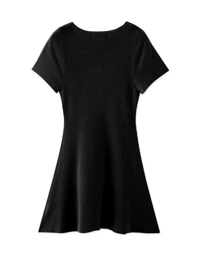 U Neck Knit Mini Dress