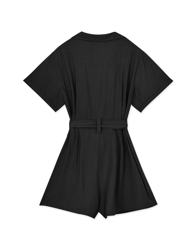 Rayon Lapel Jumpsuit