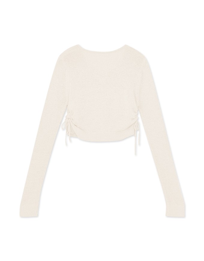Versatile Plain Side Ruched Knitted Top