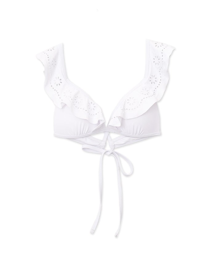 【PUSH IN】Sweet Embroidered Back Tie Strap Bikini