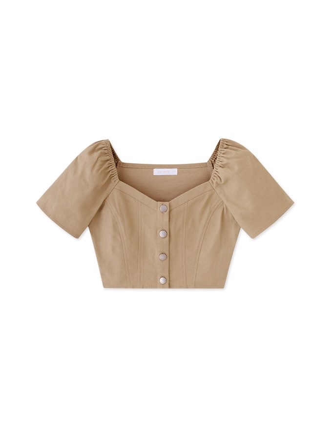 French Oxford Cloth Puff Sleeve Top