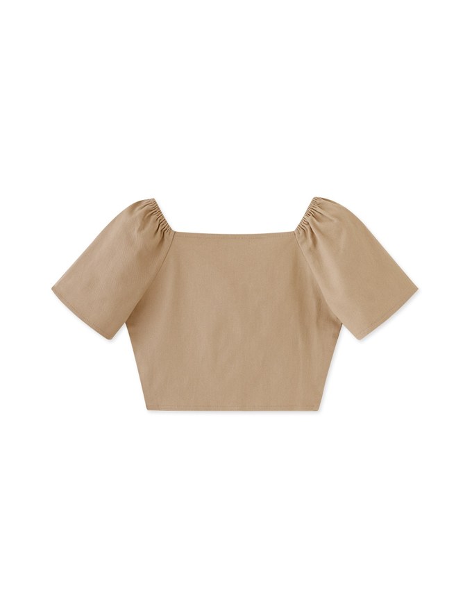 French Oxford Cloth Puff Sleeve Top