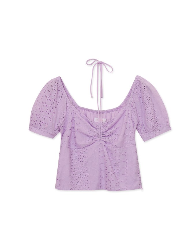 Embroidered Tie Strap Top