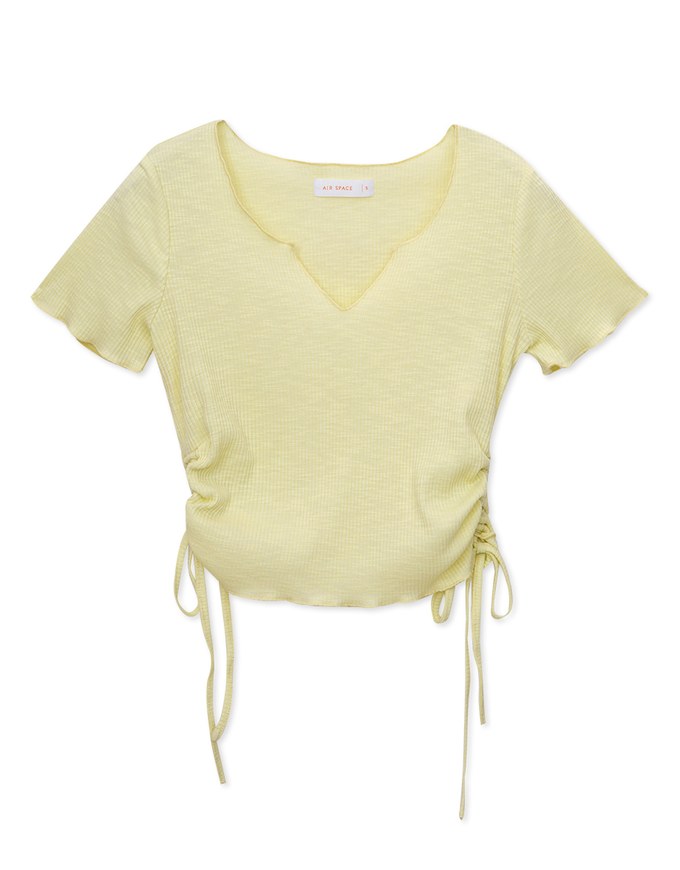 Ruffled Drawstring Side Top