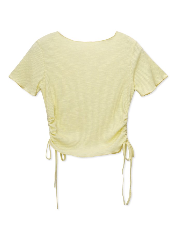 Ruffled Drawstring Side Top