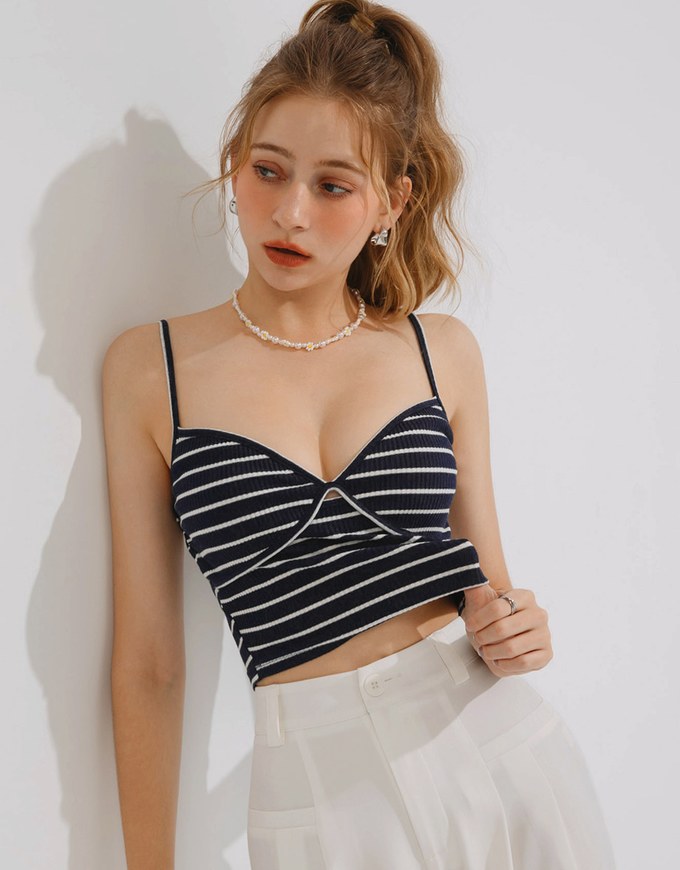 American Stripe Spaghetti Strap Padded Tank Top